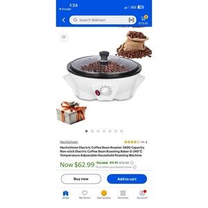 Electric Coffee Bean Roaster with Adjustable Temperature and Timer for Home Use